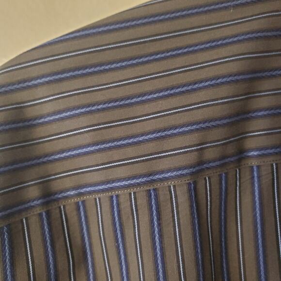 Thomas Dean Dress Shirt XL Mens Blue Gray Stripe Cotton Lightweight Collegiate - Picture 3 of 8